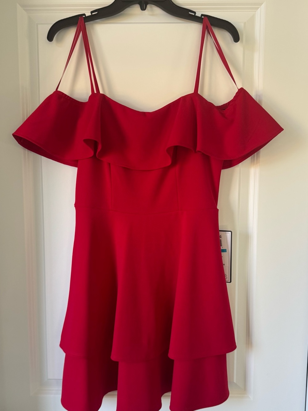 NWT Red Off-Shoulder Ruffle Juniors Dress
